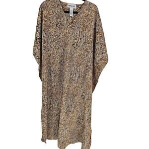 Vintage NWT Winlar Women's Gold-Brown V-Neck Kaftan Style Maxi Dress One Size